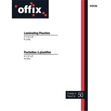 Pochettes à plastifier Offix® Épaisseur 3 mil pqt 50