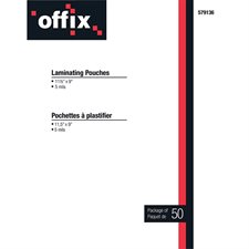 Pochettes à plastifier Offix® Épaisseur 5 mil pqt 50