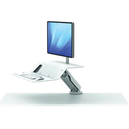 Station de travail convertible assis-debout Lotus™ RT Moniteur simple blanc