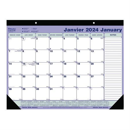Calendrier sous-main mensuel (2025) 21-1 / 4 x 16 po bilingue