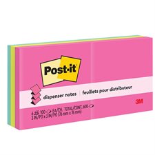 Feuillets Post-it® - collection Peptitude Unis bloc de 100 feuillets (pqt 6)
