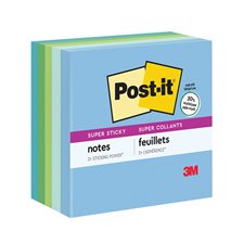 Feuillets recyclés Post-it® Super Sticky - collection Oasis 3 x 3 po. bloc de 90 feuillets (pqt 5)