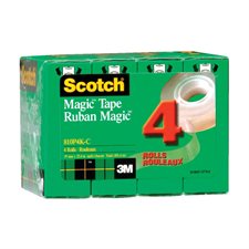 Ruban adhésif Scotch® Magic™ Recharge 18 mm x 25 m. Paquet de 4.