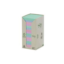 Feuillets autoadhésifs recyclés Post-it® Couleurs pastel arc-en-ciel 3 x 3 po. (16)