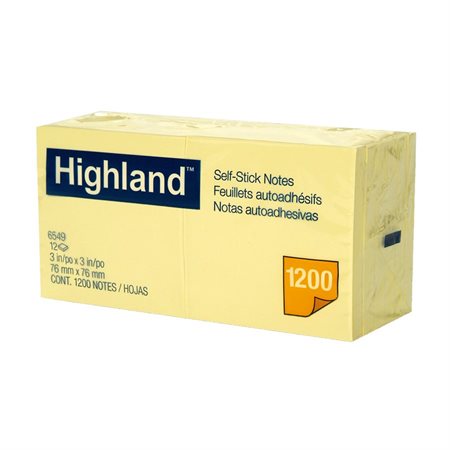 Feuillets autoadhésifs Highland™ Jaune 3 x 3 po.