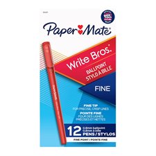 Stylo à bille Write Bros.® Pointe fine. Boîte de 12. rouge