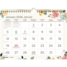 Calendrier mural mensuel à gros caractères (2026) 11 x 8 po