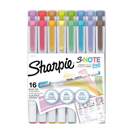 Marqueurs S-Note double pointe Sharpie paquet de 16