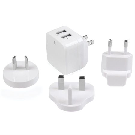 Chargeur de voyage polyvalent 2 ports Blanc