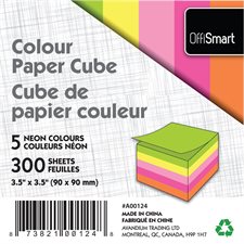 Cube de papier couleur Offismart néon