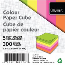 Cube de papier couleur néon