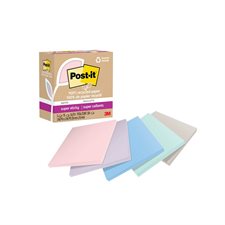 Feuillets recyclés Post-it® Super Sticky - La vie en pastel 3 x 3 po. Uni. paquet de 5, bloc de 70 feuilles