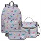 Ensemble sac à dos, boîte à lunch et étui à crayons papillons gris