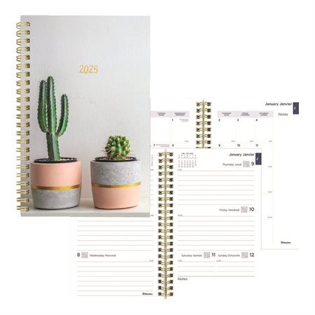 Agenda hebdomadaire plantes succulentes (2025) 8 x 5 po. Sans horaire de rendez-vous.