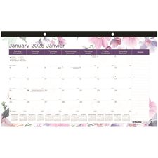 Calendrier sous-main mensuel Passion (2025) 17-3 / 4  x 10-7 / 8 po