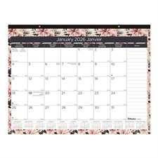 Calendrier sous-main mensuel floral (2026)