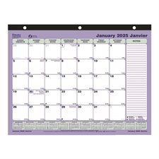 Calendrier sous-main mensuel (2025) 11 x 8-1 / 2 po bilingue