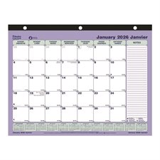 Calendrier sous-main mensuel (2026) 11 x 8-1 / 2 po bilingue