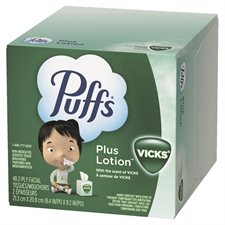 Papiers-mouchoirs Puff® Plus Lotion avec parfum de Vicks 24 boîtes de 48 mouchoirs.