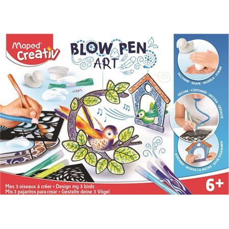 Blow pen art petits oiseaux