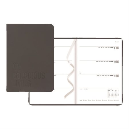 Agenda hebdomadaire 2026 noir