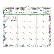 Calendrier mural mensuel fleurs (2026) blanc