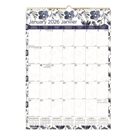 Calendrier mural mensuel (2026)