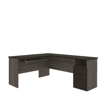 Bureau en L noir et gris écorce