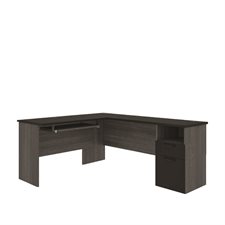Bureau en L noir et gris écorce