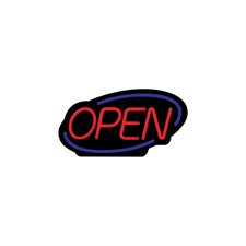Enseigne LED ovale « OPEN »