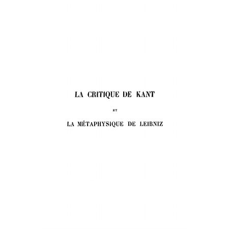 Critique de kant et la métaphysique de l