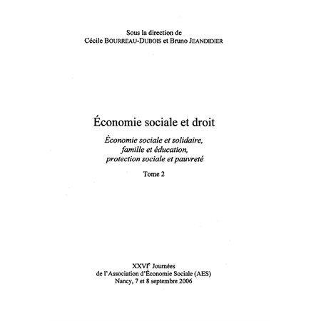 économie sociale et droit t.2