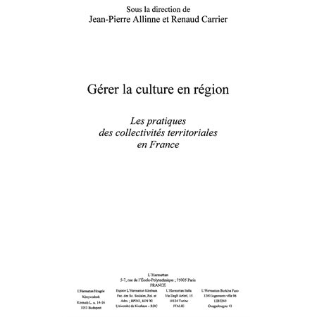 Gérer la culture en région