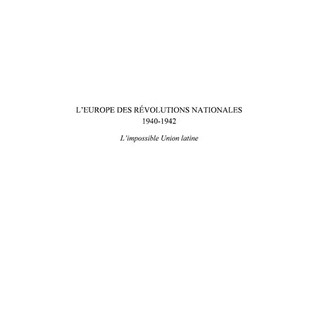 Europe des révolutions nationales 1940-1