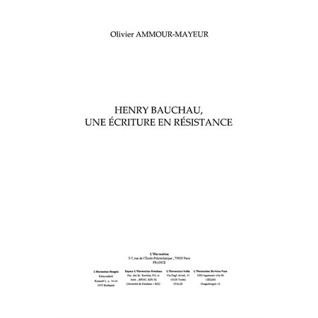 Henry bauchau une écriture enrésistance