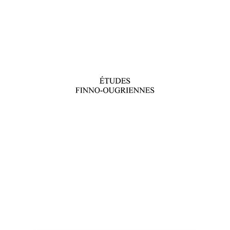 Etudes finno-ougriennes no. 38