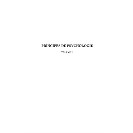 Principes de psychologie-volume 2