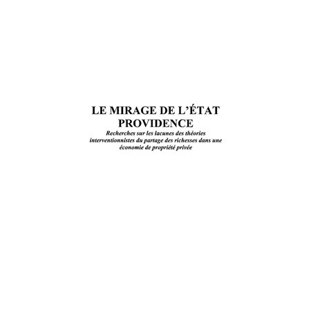 Mirage de l'état providence Le