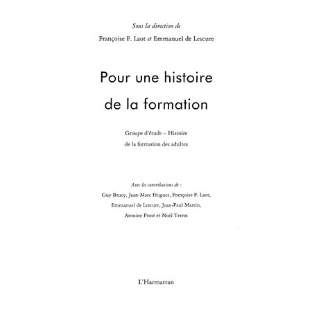 Pour une histoire de la formation - gehf