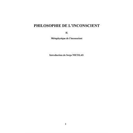 Philosophie de l'inconscient - ii. métaphysique de l'inconsc