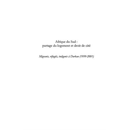 Afrique du sud: partage du logement et de cité