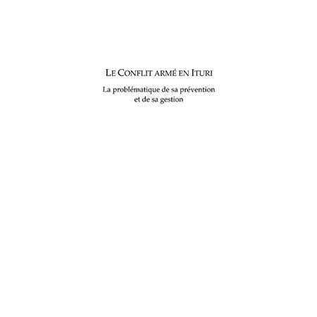 Le conflit armé en ituri (rdc) - la problématique de sa prév