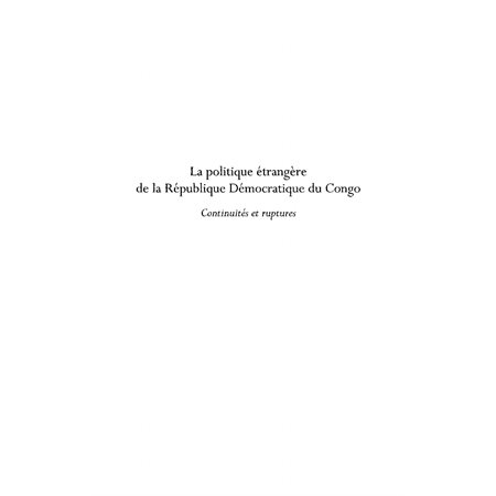 La politique étrangÈre de la république démocratique du cong