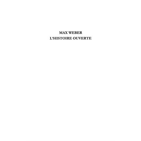 Max weber, l'histoire ouverte - réflexions croisées sur le s