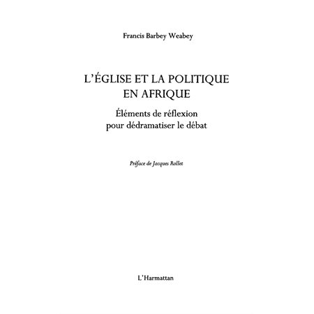 L'église et la politique en afrique - eléments de réflexion