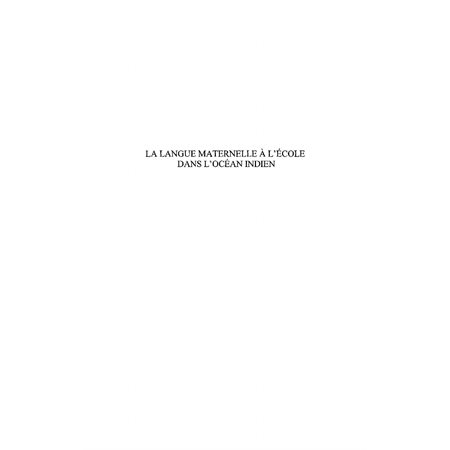 La langue maternelle À l'école dans l'océan indien - comores