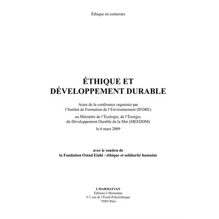 Ethique et développement durable