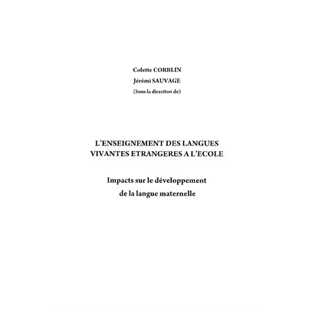 L'enseignement des langues vivantes étrangÈres À l'école - i