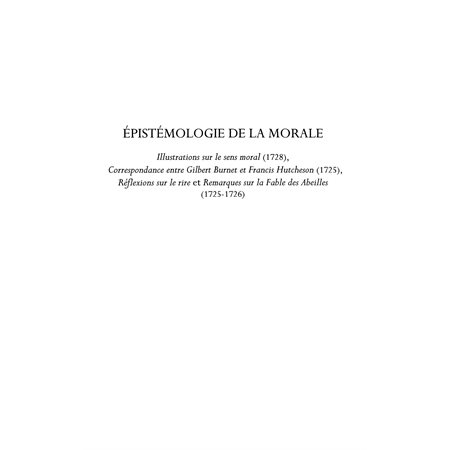 Epistémologie de la morale - illustrations sur le sens moral