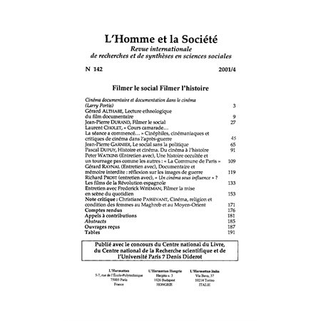 Homme et la société no. 142